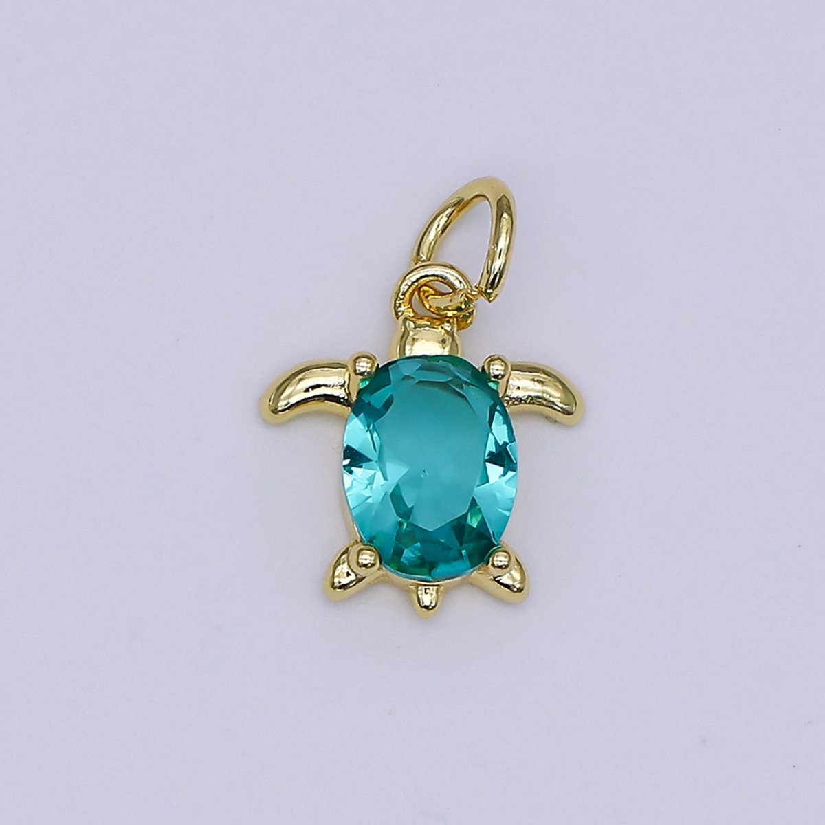 24K Gold Filled CZ Turtle Turquoise Animal Charm | X146 - X232