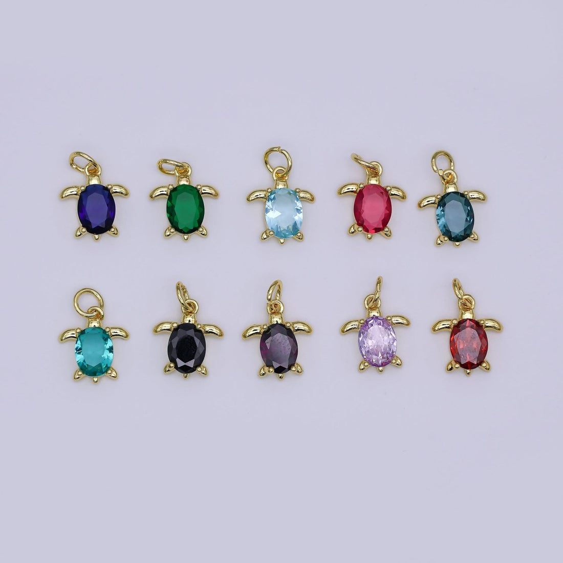 24K Gold Filled CZ Turtle Turquoise Animal Charm | X146 - X232