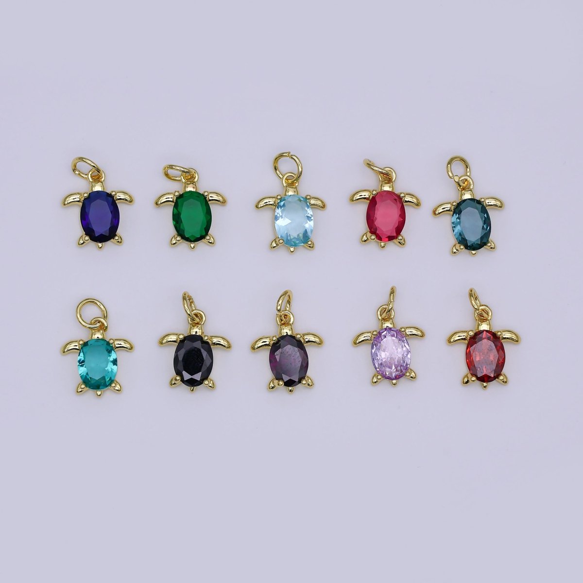 24K Gold Filled CZ Turtle Turquoise Animal Charm | X146 - X232