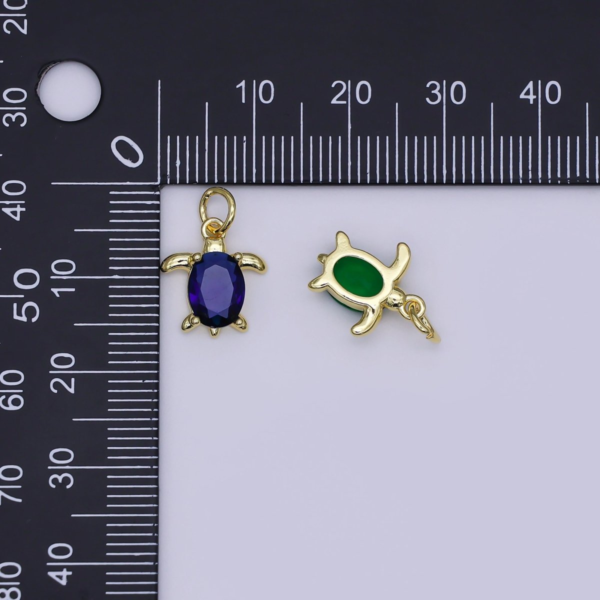 24K Gold Filled CZ Turtle Turquoise Animal Charm | X146 - X232
