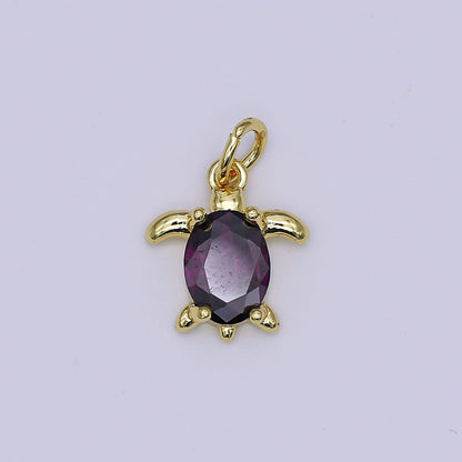 24K Gold Filled CZ Turtle Turquoise Animal Charm | X146 - X232