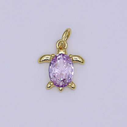 24K Gold Filled CZ Turtle Turquoise Animal Charm | X146 - X232