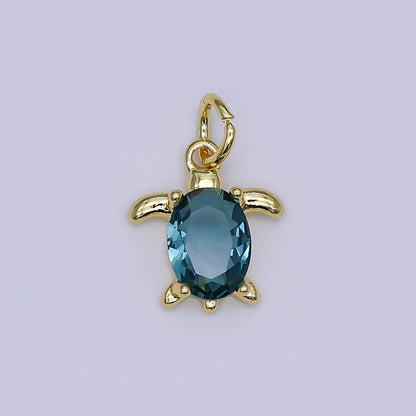 24K Gold Filled CZ Turtle Turquoise Animal Charm | X146 - X232