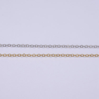 24K Gold Filled Dainty 0.8mm CABLE Chain, Silver Unfinished Chain For Jewelry Making | ROLL-619, ROLL-620
