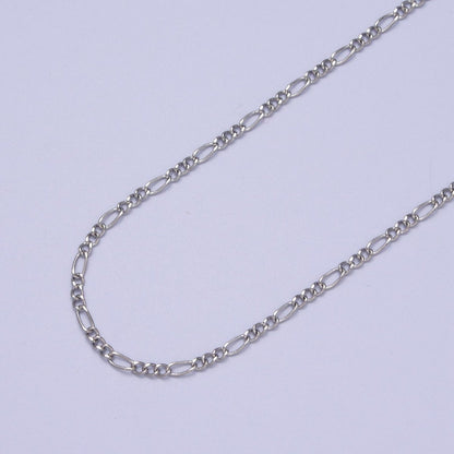 24K Gold Filled Dainty 2mm Figaro Chain Bulk Gold, Silver Unfinished Chain | ROLL-980, ROLL-981 Clearance Pricing