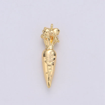 24K Gold Filled Dainty Cute Carrot Charm Vegetarian Vegetable Lover for Necklace or Bracelet K-349