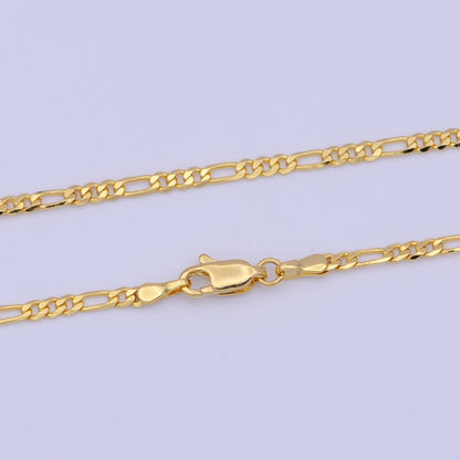 24K Gold Filled Dainty Figaro Chain Minimalist Necklace, Unisex Figaro Chain Necklace 2.4mm Width Ready to Wear | WA-1130 Clearance Pricing