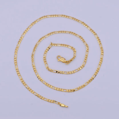 24K Gold Filled Dainty Figaro Chain Minimalist Necklace, Unisex Figaro Chain Necklace 2.4mm Width Ready to Wear | WA-1130 Clearance Pricing