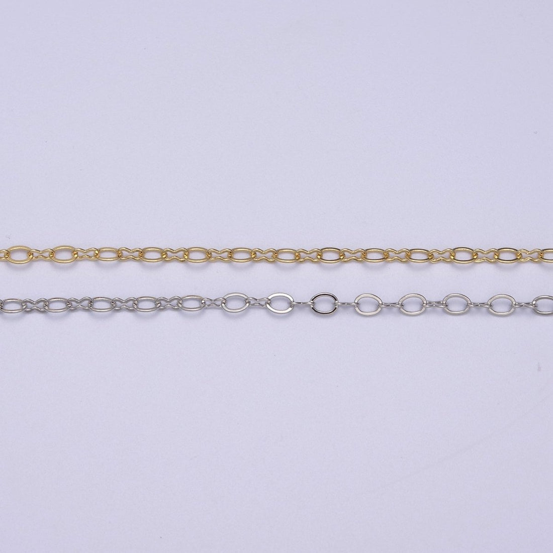 24K Gold Filled Dainty Figure 8 Unfinished Chain, 2.8mm Oval Cable Chain, Silver Figure Eight Bulk Roll Chain For Jewelry Making | ROLL-615, ROLL-616 Clearance Pricing
