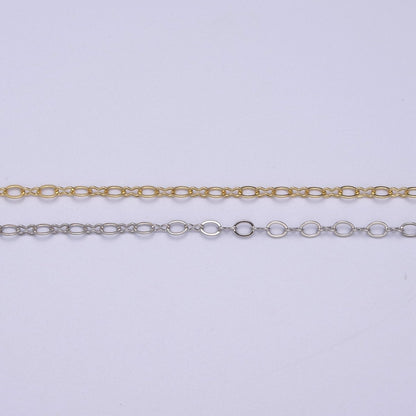 24K Gold Filled Dainty Figure 8 Unfinished Chain, 2.8mm Oval Cable Chain, Silver Figure Eight Bulk Roll Chain For Jewelry Making | ROLL-615, ROLL-616 Clearance Pricing