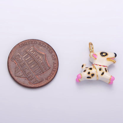 24K Gold Filled Dalmatian Puppy Dog Enamel Multidimensional Charm | W062