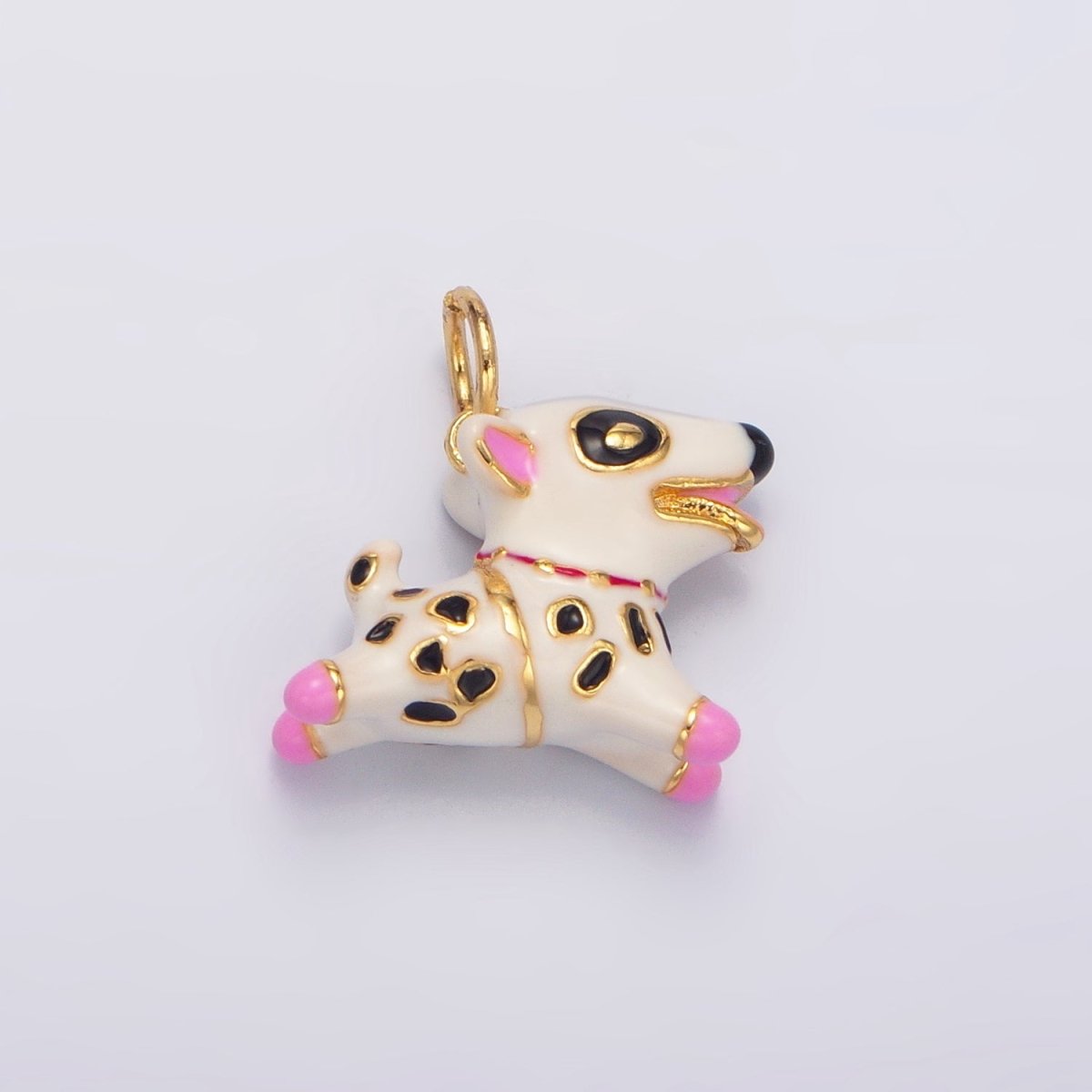 24K Gold Filled Dalmatian Puppy Dog Enamel Multidimensional Charm | W062