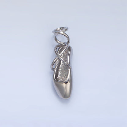 24K Gold Filled 8mm Dancing Pointe Ballet Shoes Multidimensional Charm in Gold &amp; Silver | X615