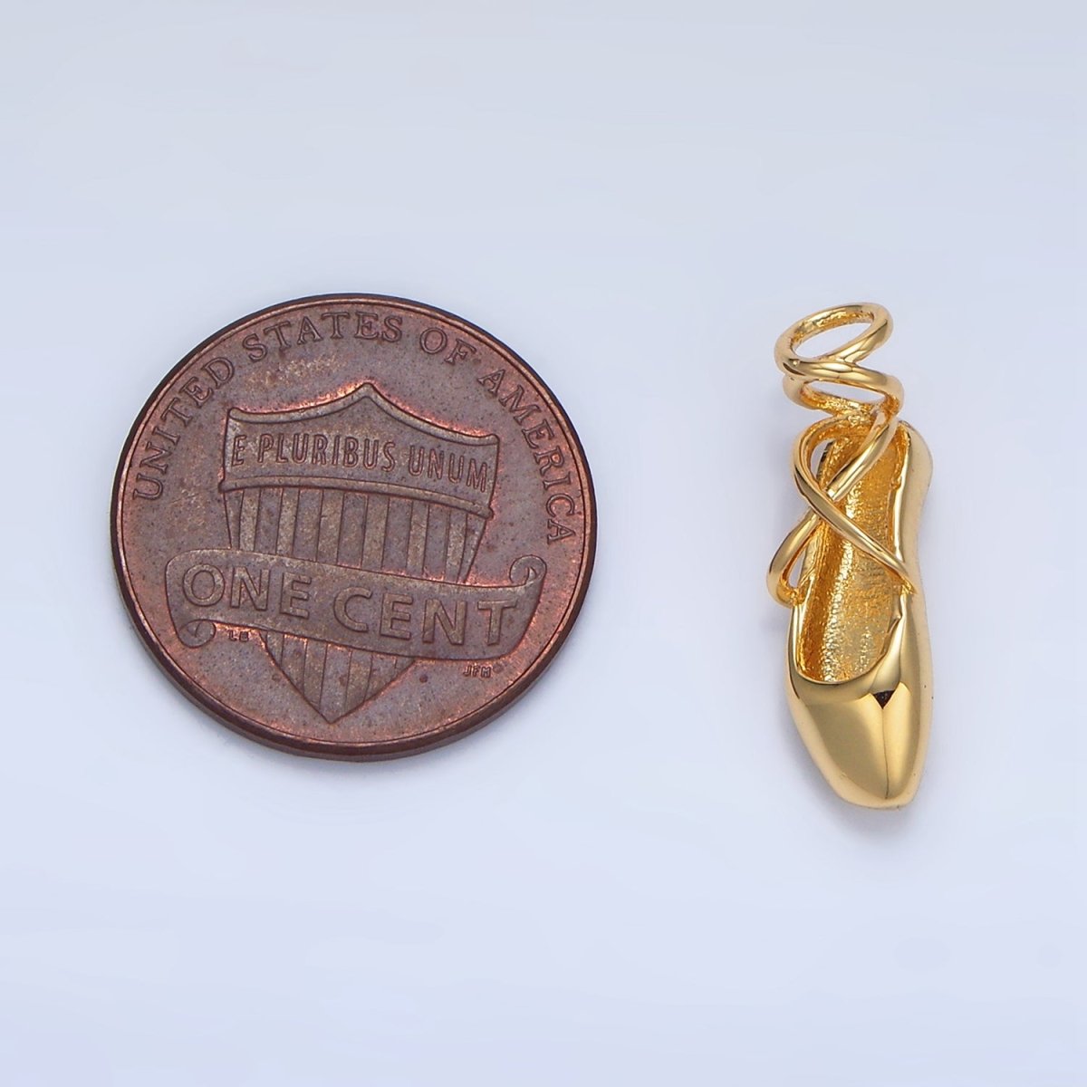 24K Gold Filled 8mm Dancing Pointe Ballet Shoes Multidimensional Charm in Gold &amp; Silver | X615