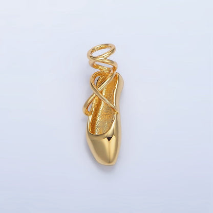 24K Gold Filled 8mm Dancing Pointe Ballet Shoes Multidimensional Charm in Gold &amp; Silver | X615