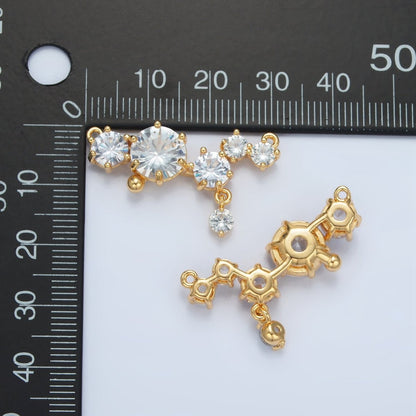 24K Gold Filled Clear CZ Curved Drop Connector | F310