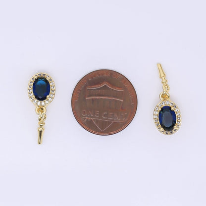 24K Gold Filled Dark Blue Micro Paved CZ Push Closure Finding Set | Z1266