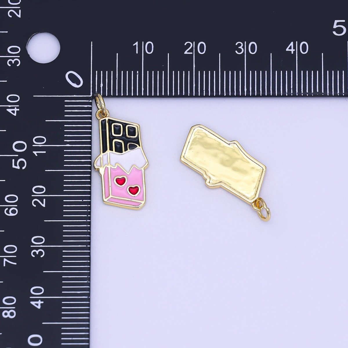 24K Gold Filled Dark Chocolate Bar Heart Wrapper Charm | AF512