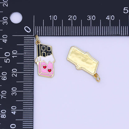 24K Gold Filled Dark Chocolate Bar Heart Wrapper Charm | AF512