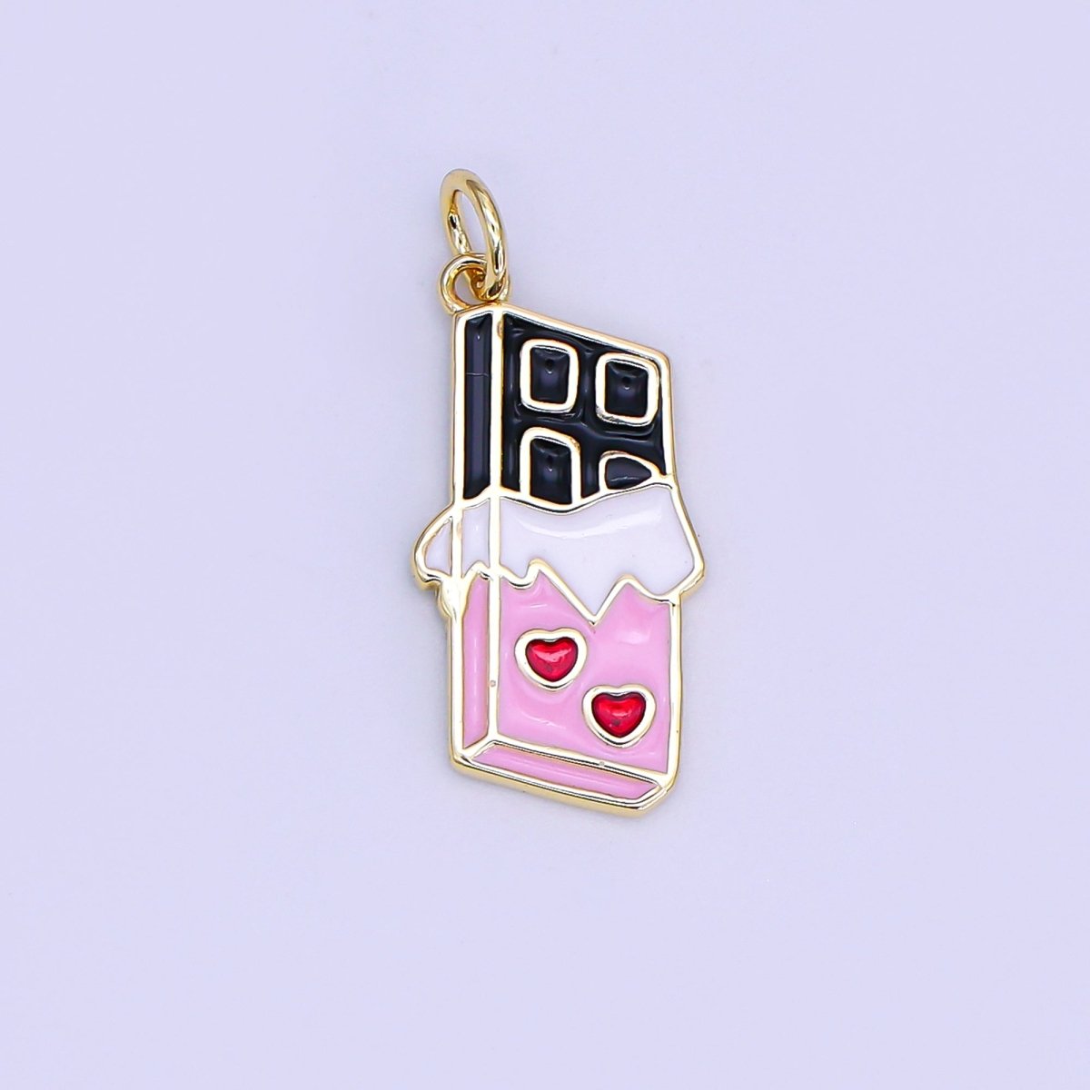 24K Gold Filled Dark Chocolate Bar Heart Wrapper Charm | AF512