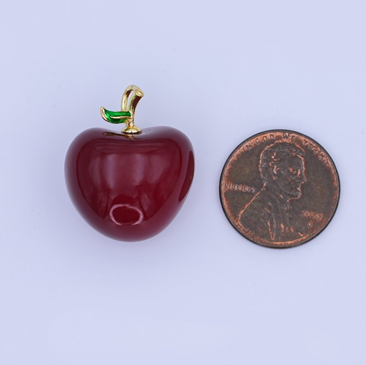 24K Gold Filled Red Washington Apple Fruit Enamel 3D Multidimensional Pendant | AH422-AH424