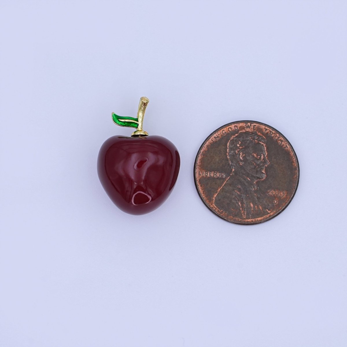 24K Gold Filled Red Washington Apple Fruit Enamel 3D Multidimensional Pendant | AH422-AH424