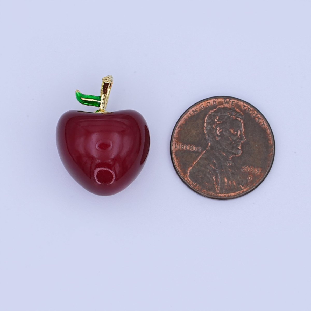 24K Gold Filled Red Washington Apple Fruit Enamel 3D Multidimensional Pendant | AH422-AH424