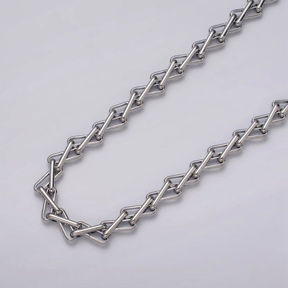 24k Gold Filled Designed Multiple Oblong Link Geometric Unfinished Yard Chain in Gold &amp; Silver | ROLL-1123 ROLL-1202 Clearance Pricing