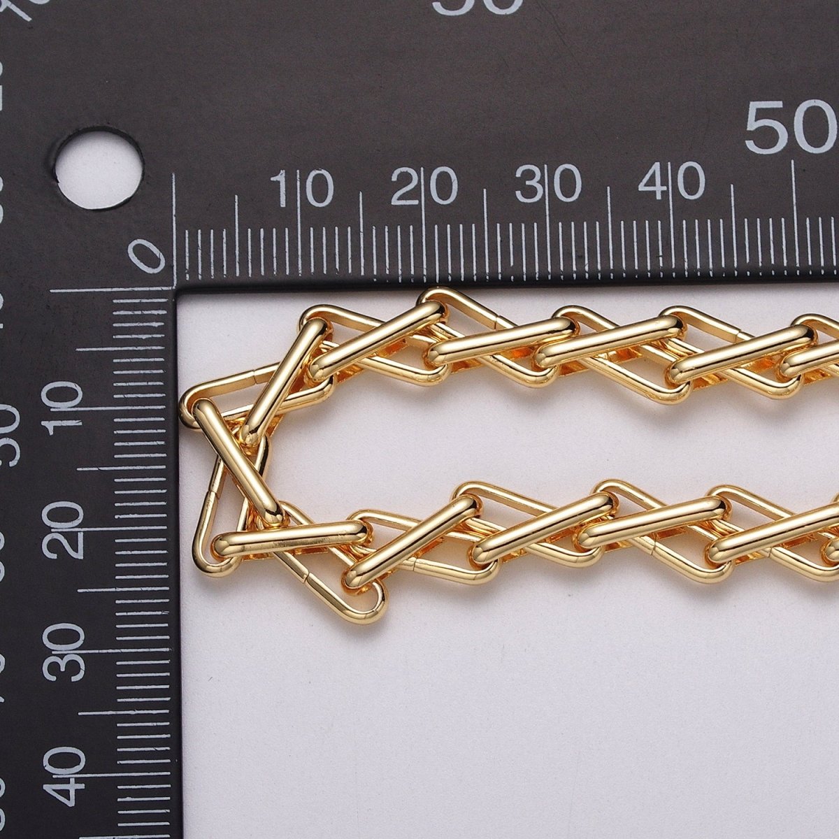 24k Gold Filled Designed Multiple Oblong Link Geometric Unfinished Yard Chain in Gold &amp; Silver | ROLL-1123 ROLL-1202 Clearance Pricing