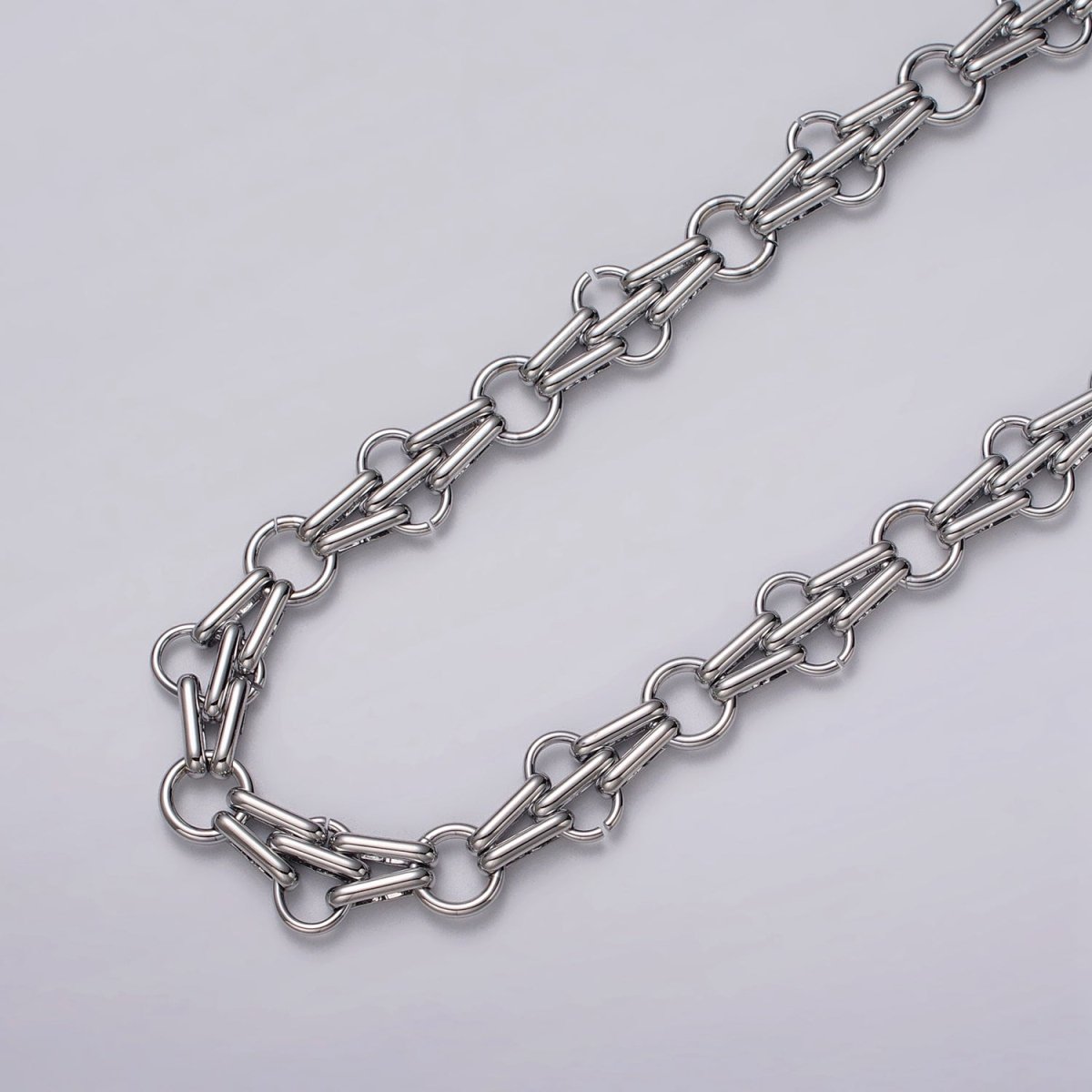 24k Gold Filled Designed Rolo Multiple Oblong Link Unfinished Yard Chain in Gold &amp; Silver | ROLL-1124 ROLL-1193 Clearance Pricing