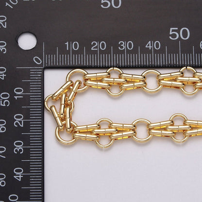 24k Gold Filled Designed Rolo Multiple Oblong Link Unfinished Yard Chain in Gold &amp; Silver | ROLL-1124 ROLL-1193 Clearance Pricing
