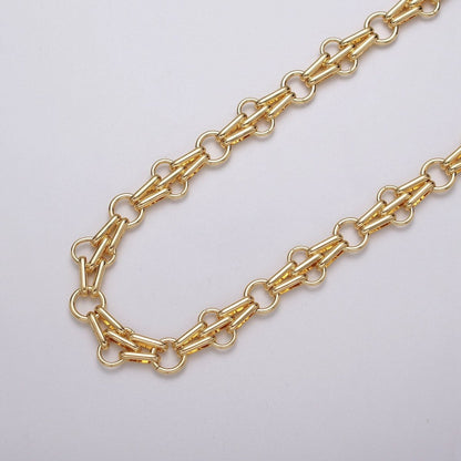 24k Gold Filled Designed Rolo Multiple Oblong Link Unfinished Yard Chain in Gold &amp; Silver | ROLL-1124 ROLL-1193 Clearance Pricing
