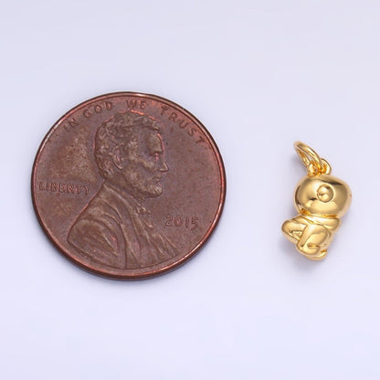 24K Gold Filled 10mm Dinosaur Multidimensional 3D Mini Charm in Gold &amp; Silver | W874