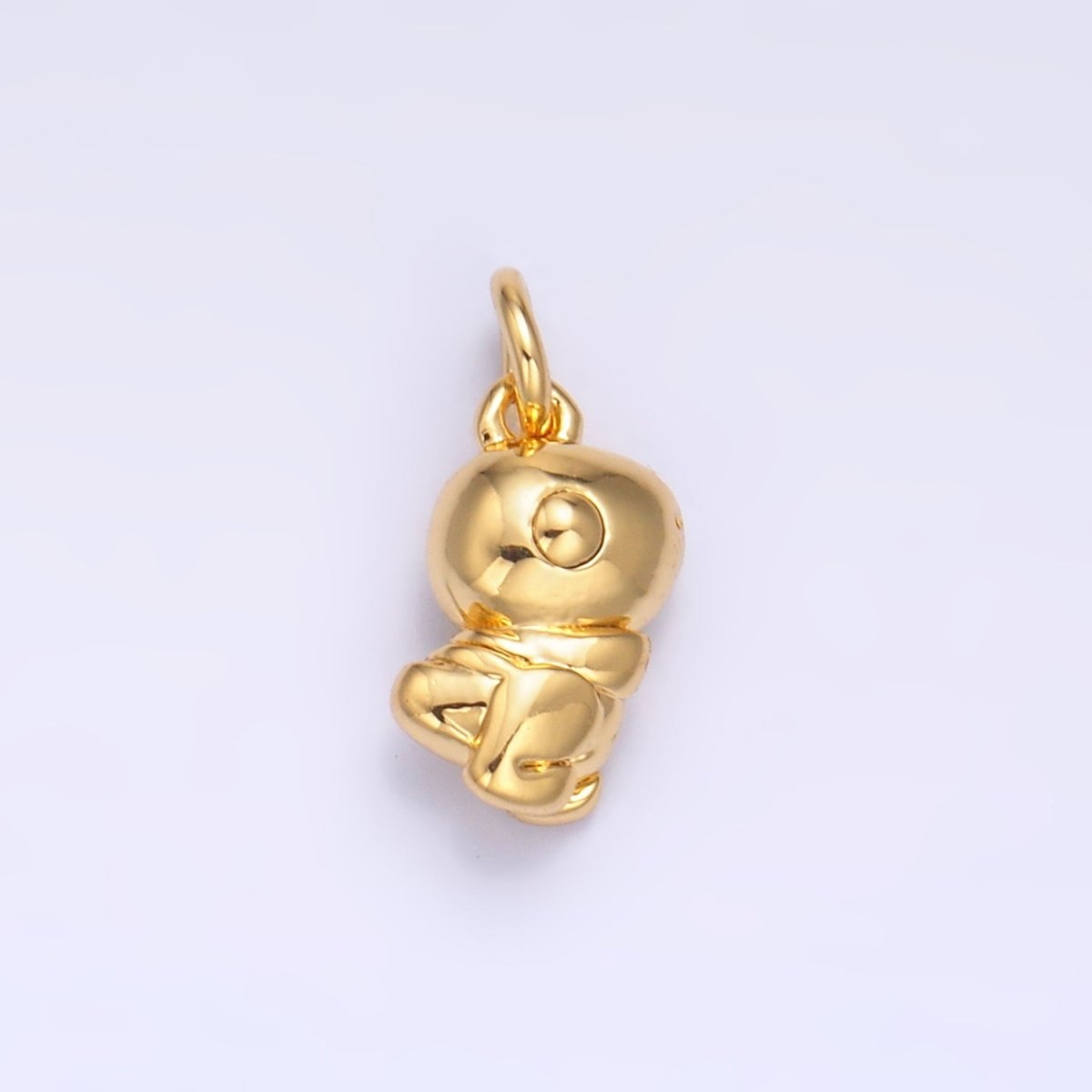 24K Gold Filled 10mm Dinosaur Multidimensional 3D Mini Charm in Gold &amp; Silver | W874
