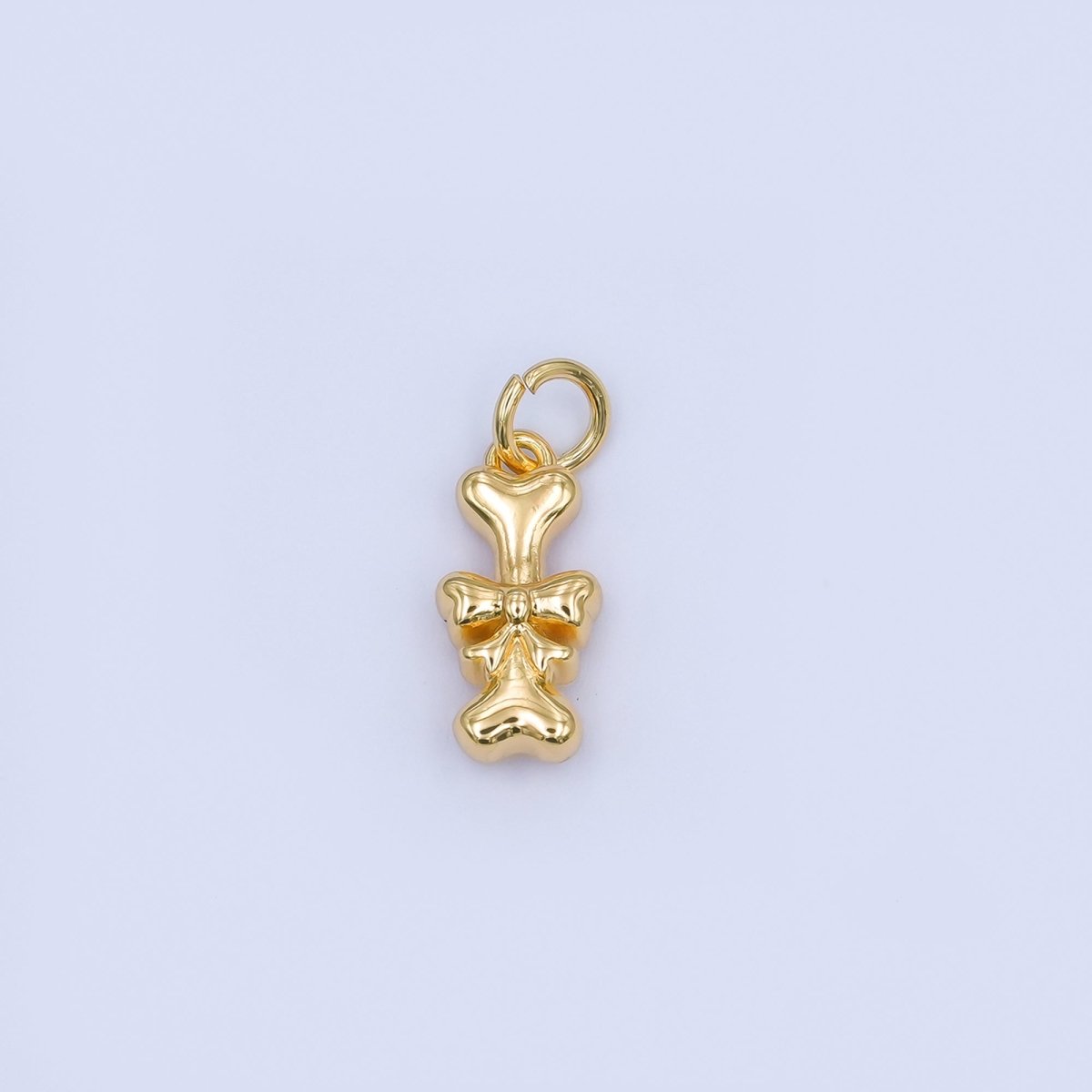 24K Gold Filled Dog Bone Ribbon Pet Multidimensional 3D Charm in Gold &amp; Silver | AJ290