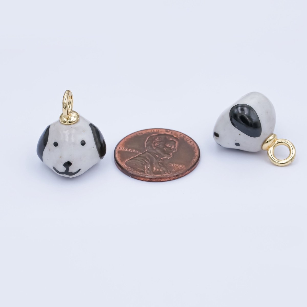 24K Gold Filled Dog Puppy Ceramic Drop Pendant | N141