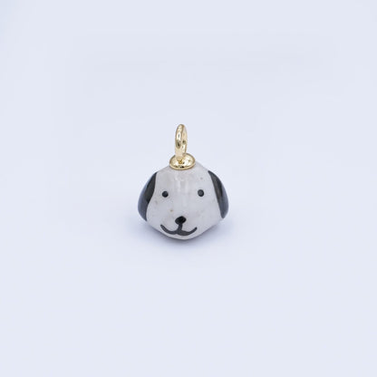 24K Gold Filled Dog Puppy Ceramic Drop Pendant | N141