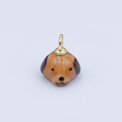 24K Gold Filled Dog Puppy Ceramic Drop Pendant | N141