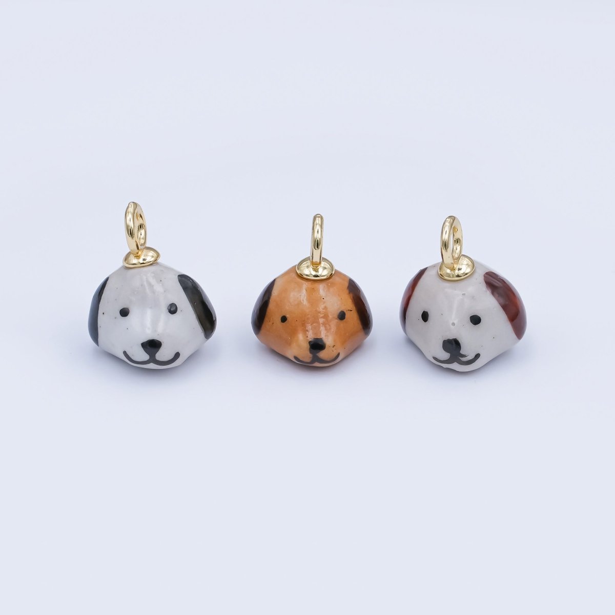 24K Gold Filled Dog Puppy Ceramic Drop Pendant | N141