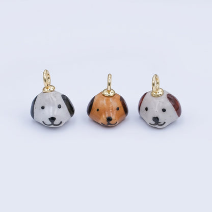 24K Gold Filled Dog Puppy Ceramic Drop Pendant | N141