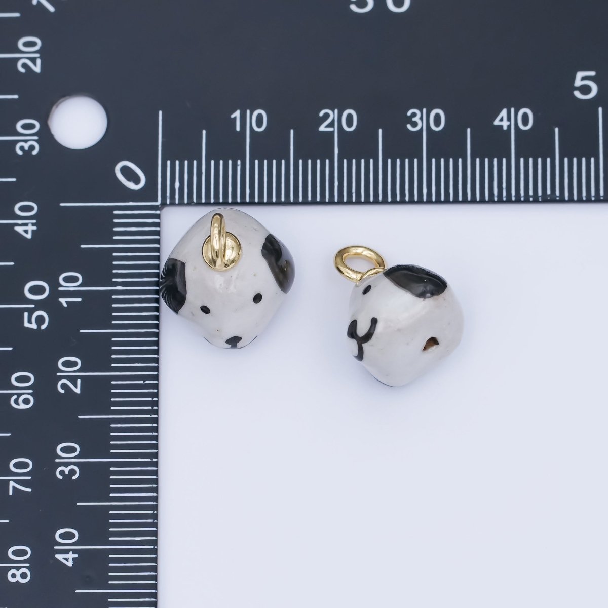24K Gold Filled Dog Puppy Ceramic Drop Pendant | N141