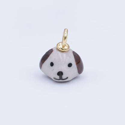 24K Gold Filled Dog Puppy Ceramic Drop Pendant | N141
