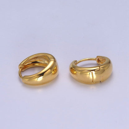 24K Gold Filled DOME Hoops • Bold Gold Hoops Minimalist, Light Weight, Perfect for Everyday Wear T-303
