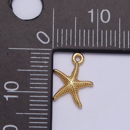 24K Gold Filled Dotted Starfish Sea Ocean Creature Charm in Gold &amp; Silver | AC337 AC338