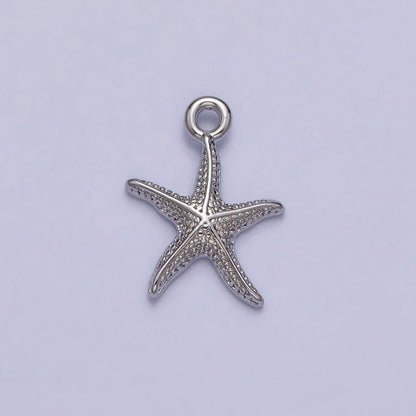 24K Gold Filled Dotted Starfish Sea Ocean Creature Charm in Gold &amp; Silver | AC337 AC338