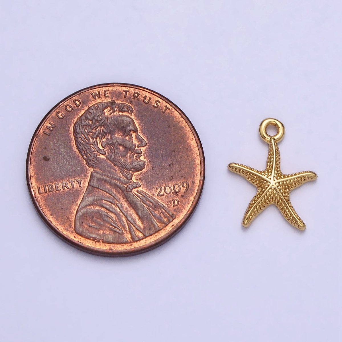 24K Gold Filled Dotted Starfish Sea Ocean Creature Charm in Gold &amp; Silver | AC337 AC338