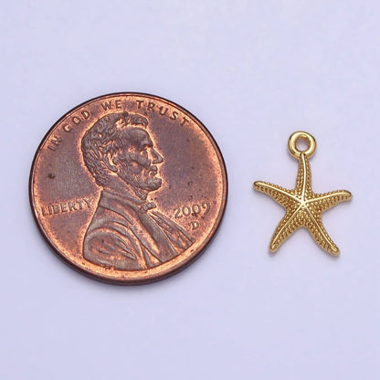 24K Gold Filled Dotted Starfish Sea Ocean Creature Charm in Gold &amp; Silver | AC337 AC338