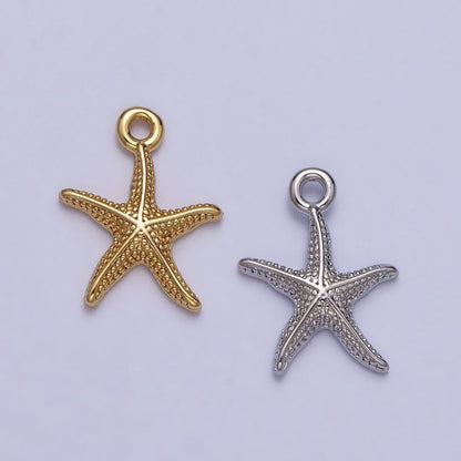 24K Gold Filled Dotted Starfish Sea Ocean Creature Charm in Gold &amp; Silver | AC337 AC338