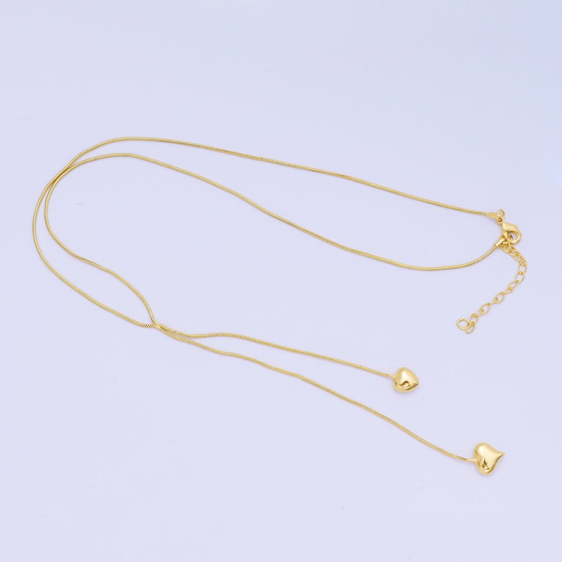 24K Gold Filled Double Heartfelt Tangled Herringbone Snake Chain Necklace 16.73 Inch with Extender | WA-3350