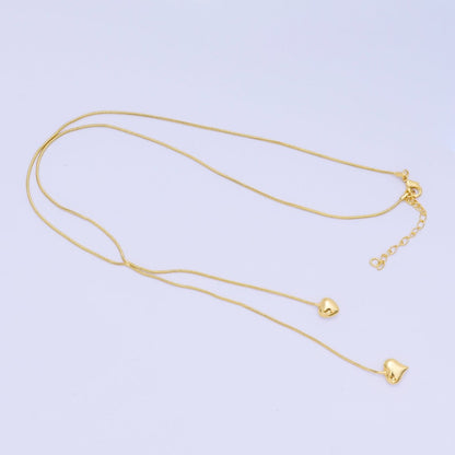 24K Gold Filled Double Heartfelt Tangled Herringbone Snake Chain Necklace 16.73 Inch with Extender | WA-3350